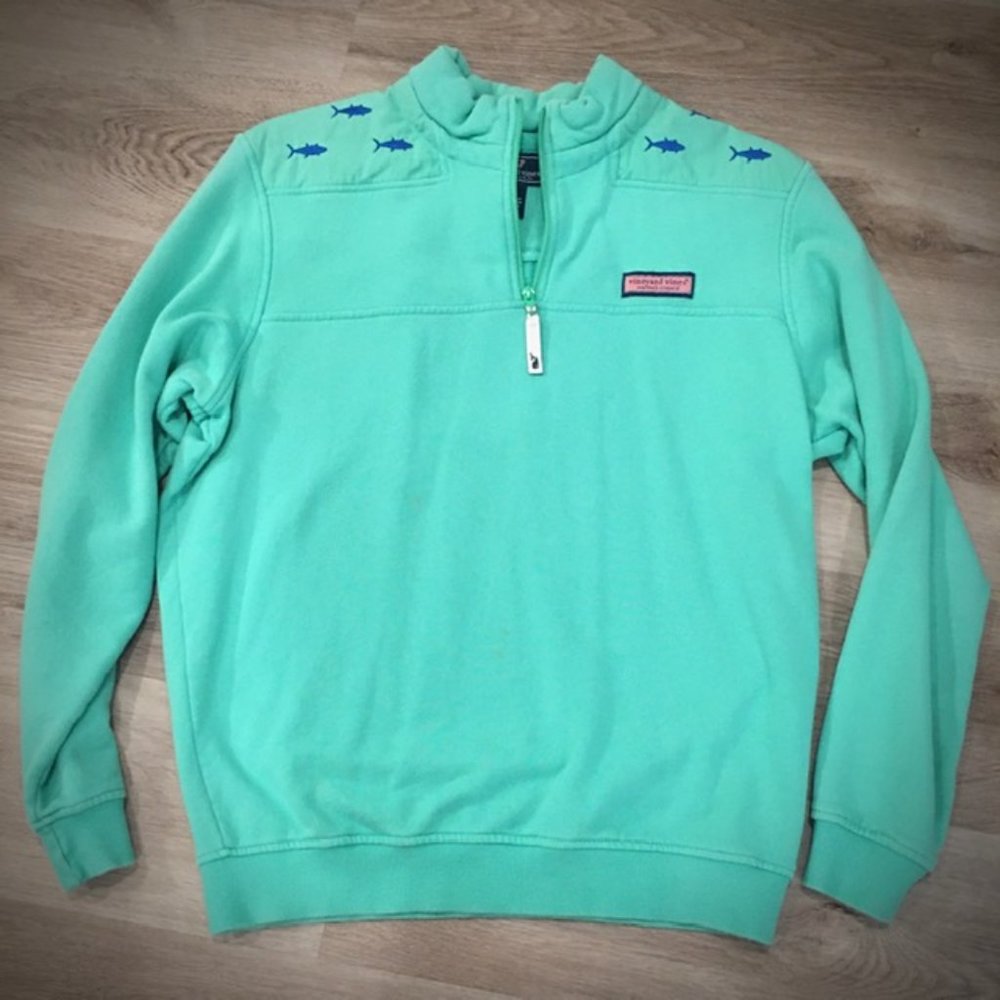 Vineyard Vines Mens Small Shep Pullover Green 1/4 Zip Sweatshirt